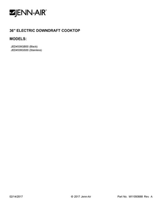 Cover Sheet Diagram and Parts List for JED4536GS00  Jenn-Air Cooktop