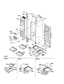 Shelves, Lights, And Hinges Diagram and Parts List for SXD22S2L-P1303512WL  Amana Refrigerator