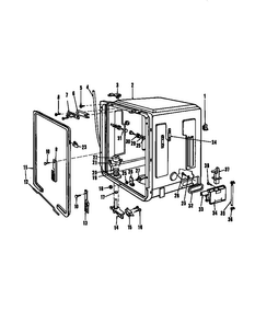 Tub Details Diagram and Parts List for DCR-225-1C-OM  Caloric Dishwasher