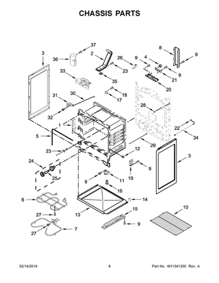 Chassis Parts Diagram and Parts List for YAER6603SFW2  Maytag Range