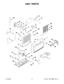 Unit Parts Diagram and Parts List for AZF33X20DW08  Amana Freezer