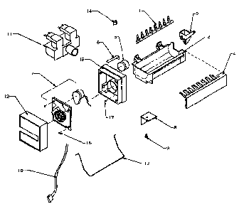 Ice Maker Assembly Diagram and Parts List for SPD22NL-P1181306WL  Amana Refrigerator