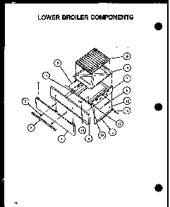 Lower Broiler Components Diagram and Parts List for RLS258UW P1141140NW Caloric Range