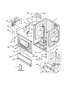 Lower Cabinet And Front Panel Parts Diagram and Parts List for MLG27PDBWW1  Maytag Dryer