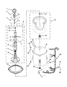 Basket And Tub Parts Diagram and Parts List for 4GATW4900YW1  Admiral Washer