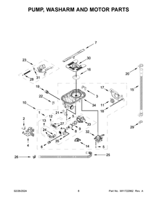 Pump, Washarm And Motor Parts Diagram and Parts List for MDB7959SKZ3  Maytag Dishwasher