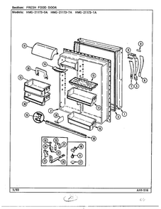 Fresh Food Door Diagram and Parts List for 21173-0A  Admiral Refrigerator
