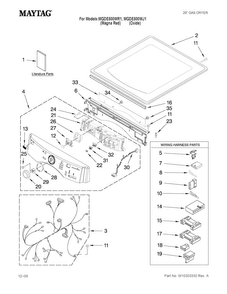 Top And Console Parts Diagram and Parts List for MGDE500WR1  Maytag Dryer