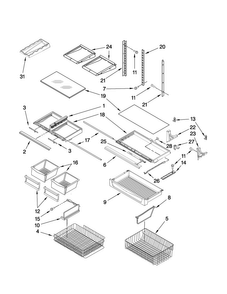 Shelf Parts Diagram and Parts List for JBD2286KEB3  Jenn-Air Refrigerator