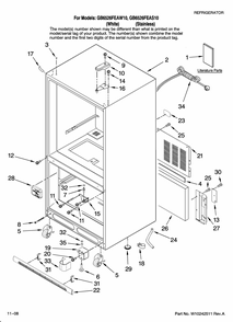 Cabinet Parts Diagram and Parts List for GB6526FEAW10  Maytag Refrigerator