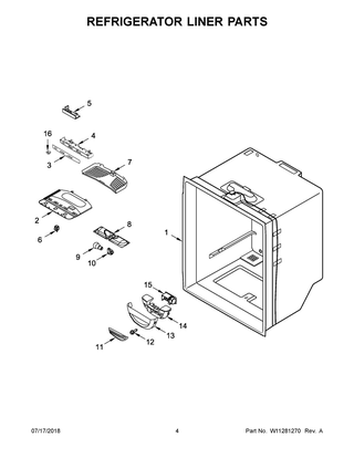 Refrigerator Liner Parts Diagram and Parts List for MFF2258FEZ02  Maytag Refrigerator