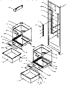 Refrigerator Shelving And Drawers Diagram and Parts List for SXD25NP-P1162420W  Amana Refrigerator
