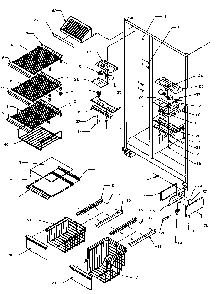 Freezer Shelving & Refrigerator Light Diagram and Parts List for SBI20QE-P1162905WE  Amana Refrigerator