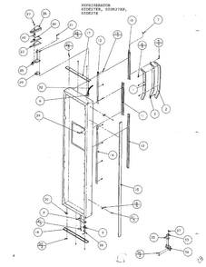 Freezer Door Hinge And Trim Parts Diagram and Parts List for SZDE27KB  Amana Refrigerator