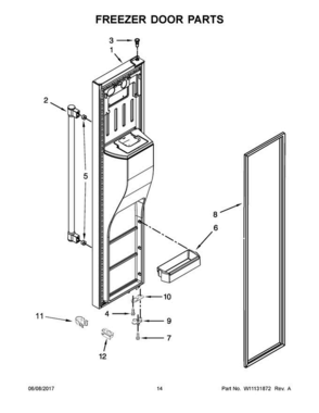 08 - Freezer Door Parts Diagram and Parts List for MSS26C6MEZ00  Maytag Refrigerator