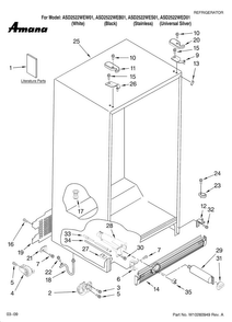 Cabinet Parts Diagram and Parts List for ASD2522WES01  Amana Refrigerator