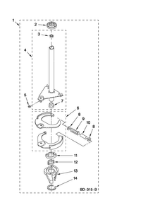 Brake And Drive Tube Parts Diagram and Parts List for NTW4500XQ0  Amana Washer
