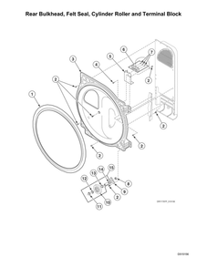 Rear Bulkhead/Felt Seal/Cylinder Roller/Terminal Block Diagram and Parts List for LSGE5AGW113TW01 1912999999 Speed Queen Dryer