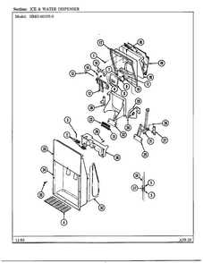 Ice And Water Dispenser Diagram and Parts List for 60103-0A  Admiral Refrigerator