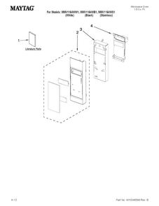Control Panel Parts Diagram and Parts List for MMV1164WB1  Maytag Microwave