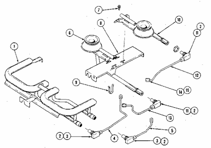 Burner/manifold Assembly Diagram and Parts List for 629CG200  Kenmore Cooktop