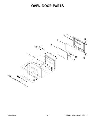 Oven Door Parts Diagram and Parts List for JMW2427DS04  Maytag Microwave Oven Combo