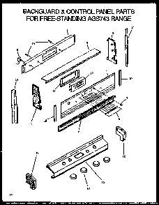 Backguard & Control Panel Parts For Free-standing Ags743 Ran Diagram and Parts List for AGS745WW1-P1130733WW  Amana Range