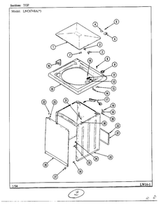 Top Diagram and Parts List for 6748A  Norge Washer