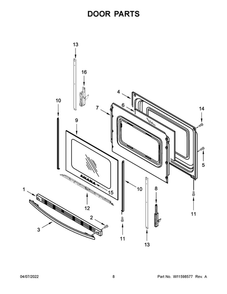 Door Parts Diagram and Parts List for YAER6303MFW5  Amana Range