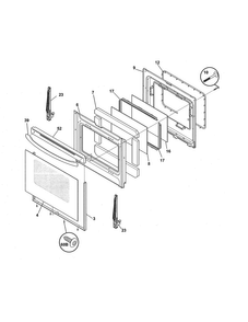 Door Diagram and Parts List for CRE3895PWA  Crosley Range