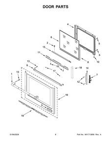 Door Parts Diagram and Parts List for JES1750ML1  Jenn-Air Range