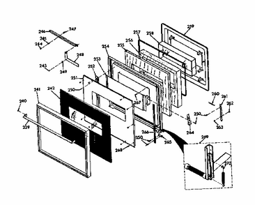 Upper Black Glass Door Diagram and Parts List for 8504277792  Kenmore Range