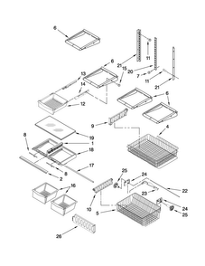 Shelf Parts Diagram and Parts List for MBF2258WEW0  Maytag Refrigerator