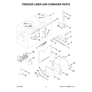 Freezer Liner And Icemaker Parts Diagram and Parts List for JB36NXFXLE21  Jenn-Air Refrigerator