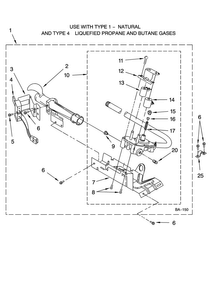 8318272 Burner Assembly, Optional Parts Diagram and Parts List for NGD4500VQ0  Amana Dryer