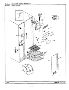 Freezer Compartment Diagram and Parts List for 20022-0A  Admiral Refrigerator