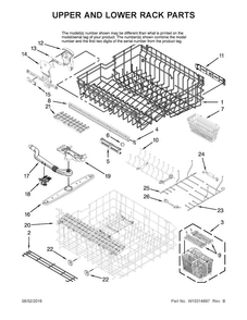 Upper And Lower Rack Parts Diagram and Parts List for JDB1255AWB2  Jenn-Air Dishwasher