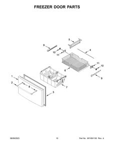 Freezer Door Parts Diagram and Parts List for MFI2570FEB09  Maytag Refrigerator