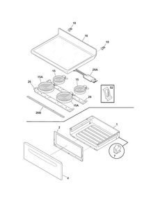 Top/drawer Diagram and Parts List for CRE3870LWG  Crosley Range