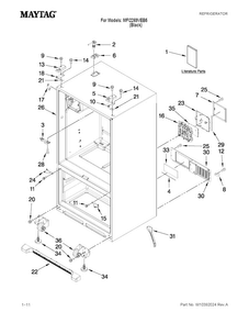 Cabinet Parts Diagram and Parts List for MFI2269VEB5  Maytag Refrigerator