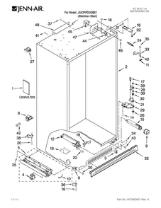 Cabinet Parts Diagram and Parts List for JS42PPDUDB02  Jenn-Air Refrigerator