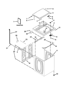 Top And Cabinet Parts Diagram and Parts List for 7MMVWC100DW1  Maytag Washer