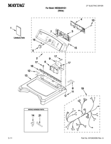 Top And Console Parts Diagram and Parts List for MEDB400VQ1  Maytag Dryer