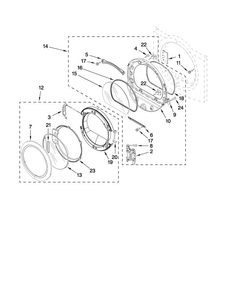 Door Parts Diagram and Parts List for MGDE400XR0  Maytag Dryer