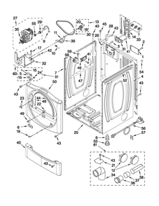 Cabinet Parts Diagram and Parts List for YCED8990XW0  Crosley Dryer