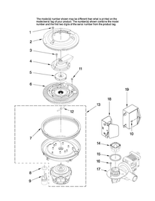 Pump And Motor Parts Diagram and Parts List for ADB2500AWB1  Amana Dishwasher