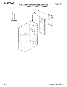 Control Panel Parts Diagram and Parts List for MMV1153WB2  Maytag Microwave