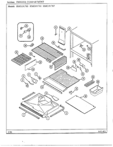 Freezer Compartment Diagram and Parts List for HMG191760  Admiral Refrigerator