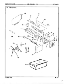 Ice Maker Diagram and Parts List for 21604A  Admiral Refrigerator