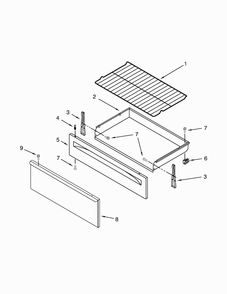 Drawer And Broiler Parts Diagram and Parts List for AER6011VAS0  Amana Range